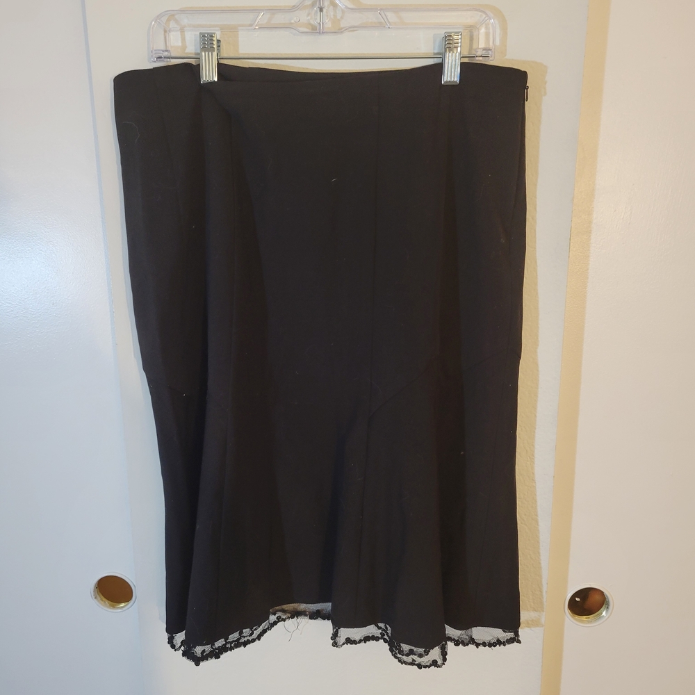 Lane Bryant Black A-Line Skirt with Lace Trim